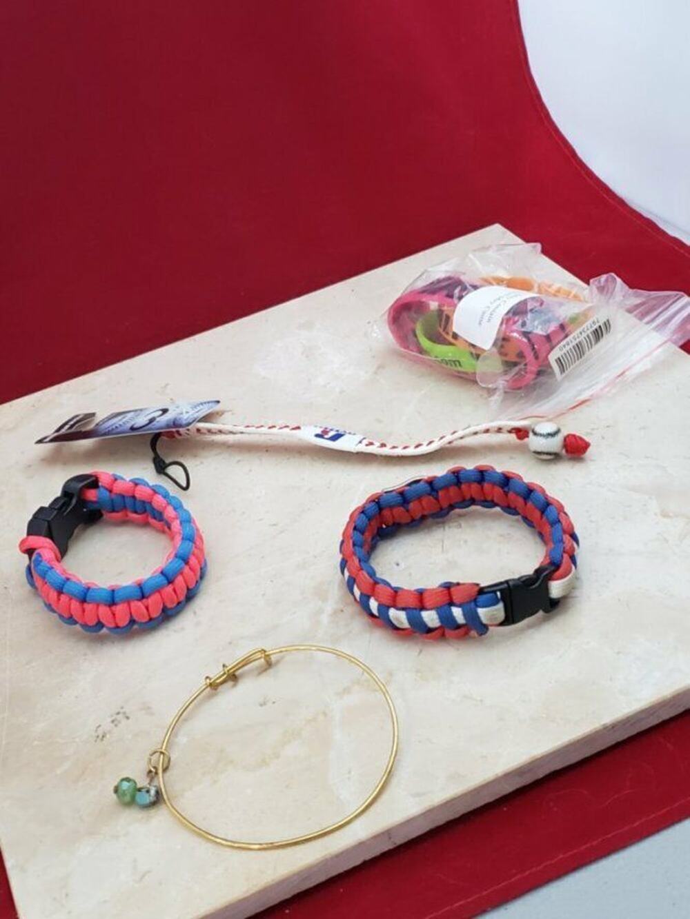 Set of 5 Bracelets (Cord Bracelets, Zumba Bands, Baseball)